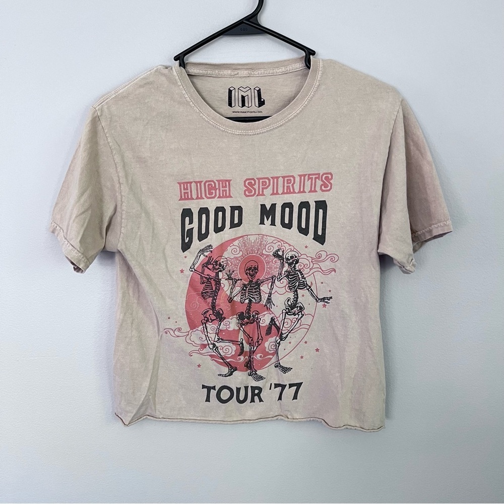 Isaac Morris Good Mood skeletons graphic cropped tee size Small